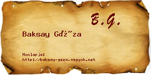 Baksay Géza névjegykártya