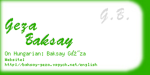 geza baksay business card